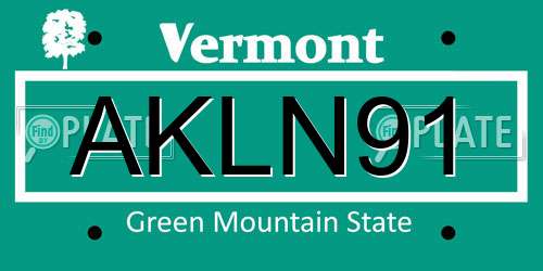 AKLN91 Vermont License Plate