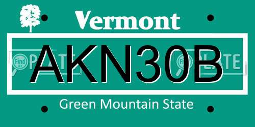 AKN30B Vermont License Plate