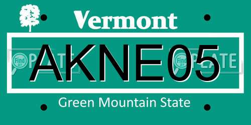 AKNE05 Vermont License Plate