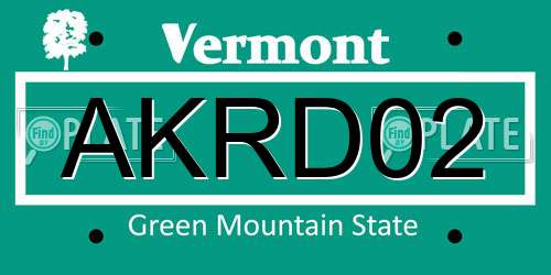 AKRD02 Vermont License Plate