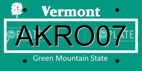 AKRO07 Vermont License Plate