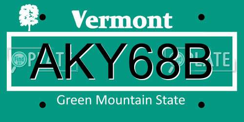 AKY68B Vermont License Plate