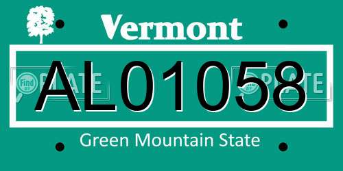 AL01058 Vermont License Plate