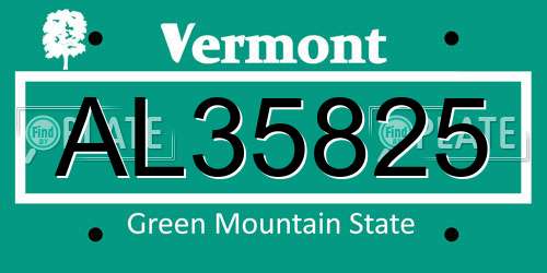 AL35825 Vermont License Plate
