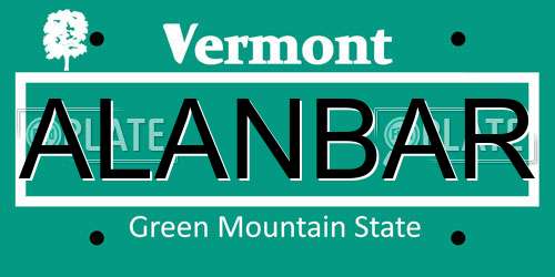 ALANBAR Vermont License Plate