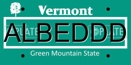 ALBEDDD Vermont License Plate