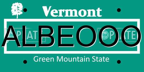 ALBEOOO Vermont License Plate