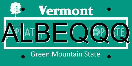 ALBEQQQ Vermont License Plate