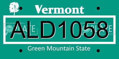 ALD1058 Vermont License Plate