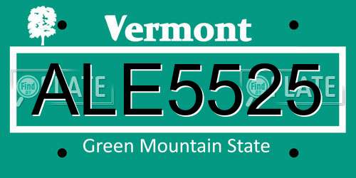 ALE5525 Vermont License Plate