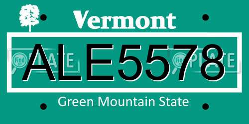 ALE5578 Vermont License Plate