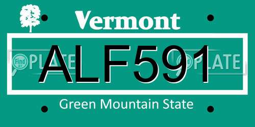 ALF591 Vermont License Plate