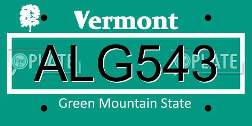ALG543 Vermont License Plate
