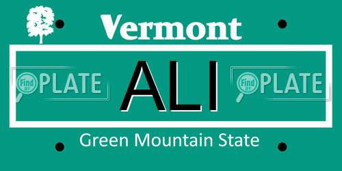 ALI Vermont License Plate