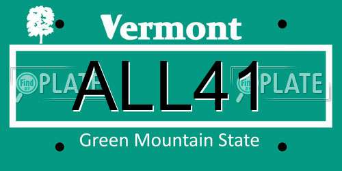 ALL41 Vermont License Plate