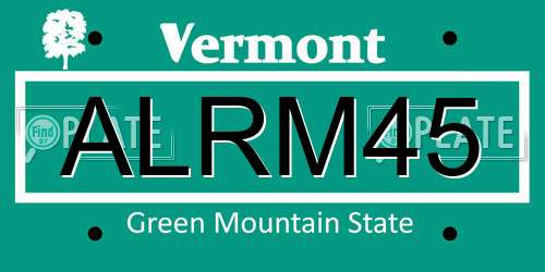 ALRM45 Vermont License Plate