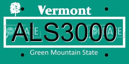 ALS3000 Vermont License Plate