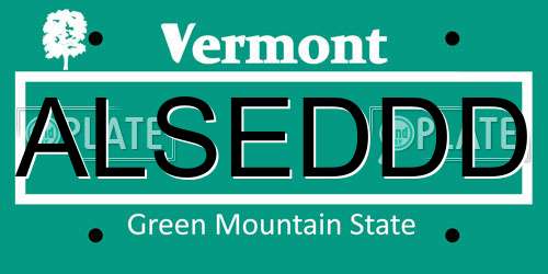 ALSEDDD Vermont License Plate