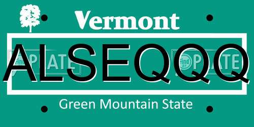 ALSEQQQ Vermont License Plate
