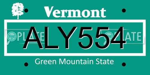 ALY554 Vermont License Plate