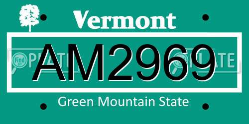 AM2969 Vermont License Plate