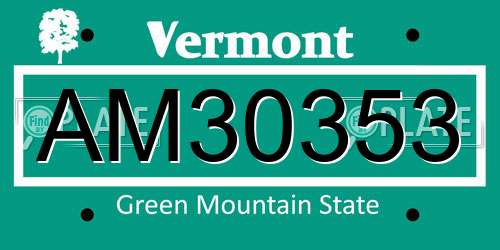AM30353 Vermont License Plate