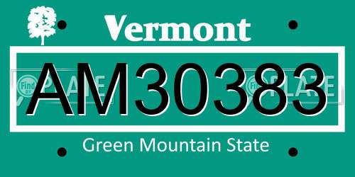 AM30383 Vermont License Plate