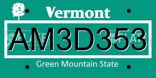 AM3D353 Vermont License Plate