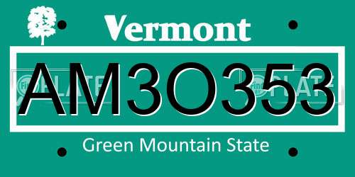 AM3O353 Vermont License Plate