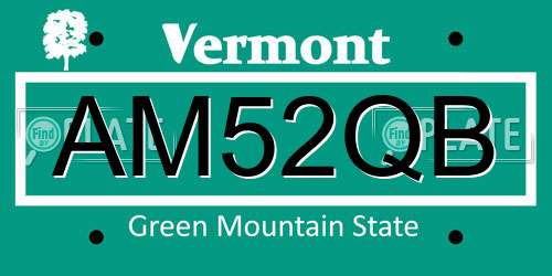 AM52QB Vermont License Plate
