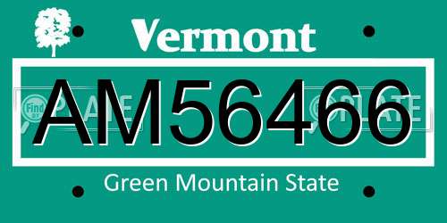 AM56466 Vermont License Plate