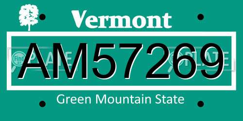 AM57269 Vermont License Plate