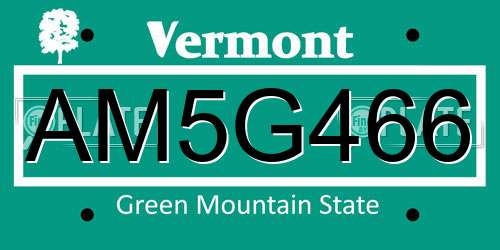 AM5G466 Vermont License Plate