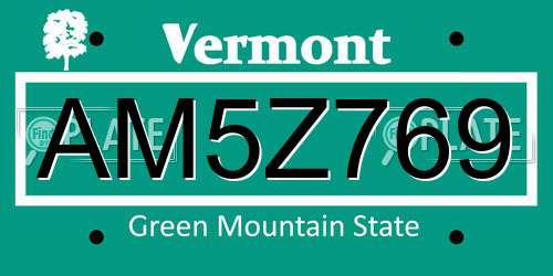 AM5Z769 Vermont License Plate