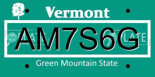 AM7S6G Vermont License Plate
