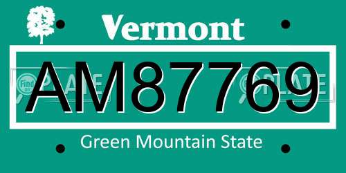 AM87769 Vermont License Plate