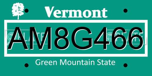AM8G466 Vermont License Plate