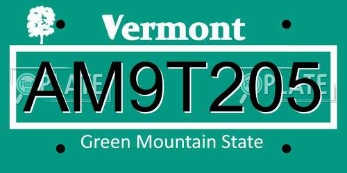 AM9T205 Vermont License Plate