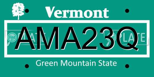 AMA23Q Vermont License Plate