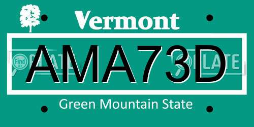 AMA73D Vermont License Plate