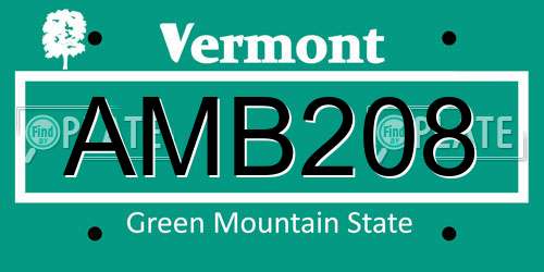 AMB208 Vermont License Plate