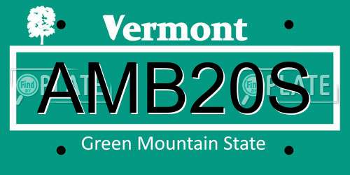 AMB20S Vermont License Plate