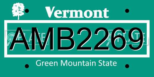 AMB2269 Vermont License Plate