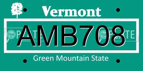 AMB708 Vermont License Plate