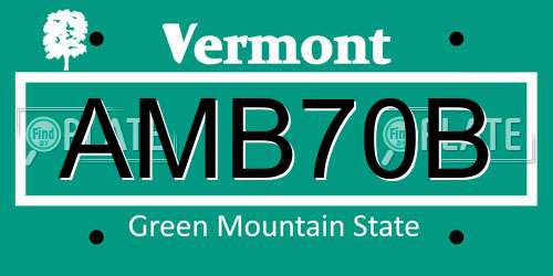 AMB70B Vermont License Plate