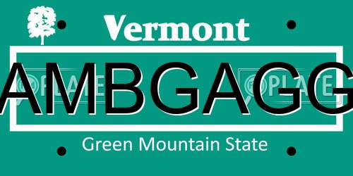 AMBGAGG Vermont License Plate