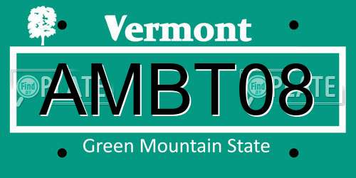 AMBT08 Vermont License Plate