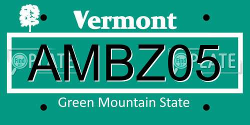 AMBZ05 Vermont License Plate
