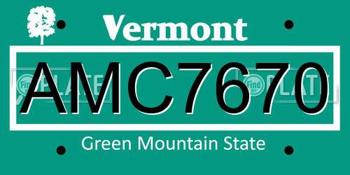 AMC7670 Vermont License Plate