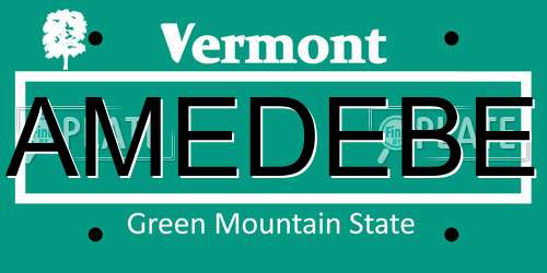 AMEDEBE Vermont License Plate